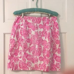 Lilli Pulitzer Sz 8 Pink Night Owls Lanterns Skirt